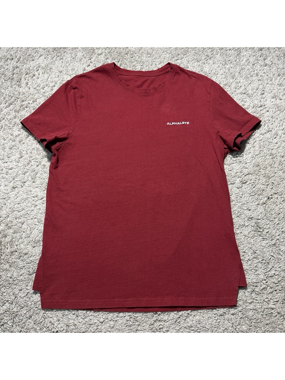 Alphalete Shirt Mens Medium Red Cotton Short Sleeve Crew Neck Logo Training Gym